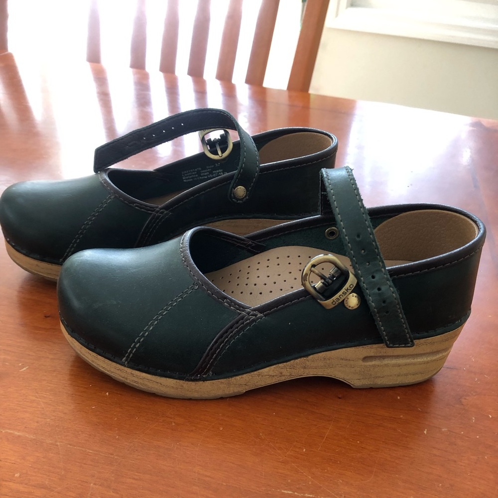 Emerald Green Dansko Pro Clogs Marcelle Mary Jane Strappy Honey